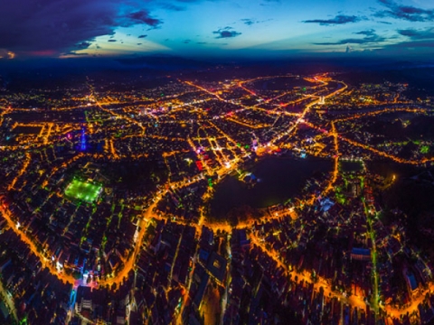 Thành phố Lạng Sơn lung linh trong đêm