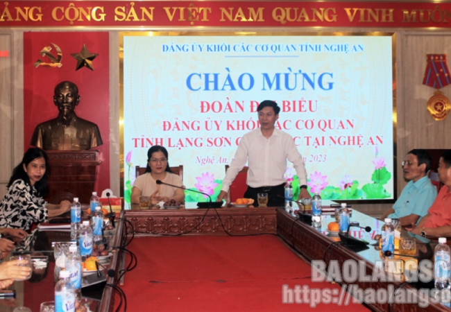 Trao đổi kinh nghiệm công tác giữa Đảng ủy Khối các cơ quan tỉnh Lạng Sơn và Đảng ủy Khối các cơ quan tỉnh Nghệ An