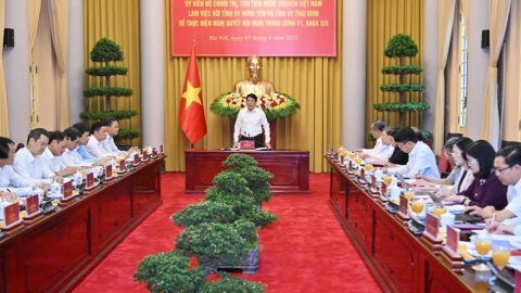 Chủ tịch nước Lương Cường làm việc với Tỉnh ủy Hưng Yên và Thái Bình về thực hiện Nghị quyết Trung ương 11, khóa XIII