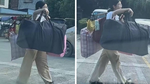 Nữ sinh gây sốt vì tự gánh hành lý về quê sau kỳ thi đại học