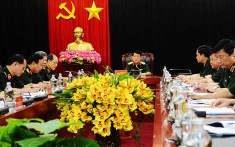Đại tướng Lương Cường chủ tr&igrave; giao ban c&ocirc;ng t&aacute;c Đảng, c&ocirc;ng t&aacute;c ch&iacute;nh trị th&aacute;ng 4