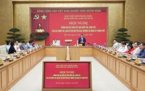 Th&ocirc;ng qua B&aacute;o c&aacute;o kiểm tra, gi&aacute;m s&aacute;t của Bộ Ch&iacute;nh trị đối với Ban Thường vụ Đảng ủy Ch&iacute;nh phủ