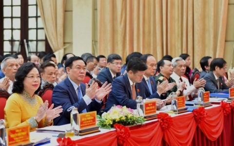 &Ocirc;ng Vương Đ&igrave;nh Huệ dự Đại hội Đảng bộ khối c&aacute;c cơ quan th&agrave;nh phố H&agrave; Nội